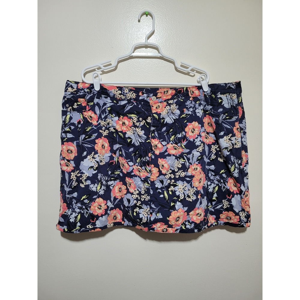 Croft & Barrow Skort Women 24W Navy Floral Stretch Cotton Casual